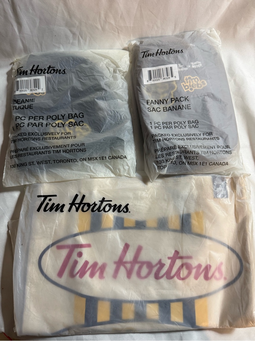 Tim Hortons x Justin Bieber Tim Biebs Beanie Tote Bag Fanny Pack Set NEW